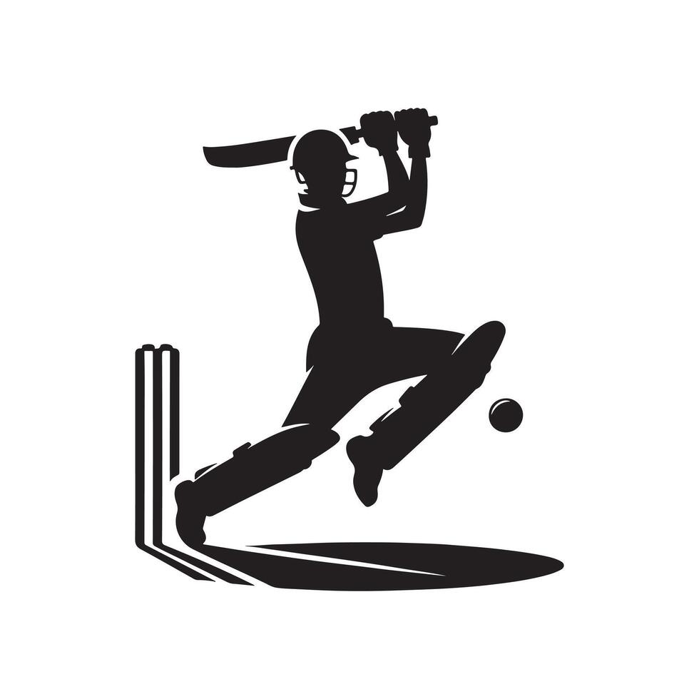 Cricket Player Celebrating Wicket Silhouette vector