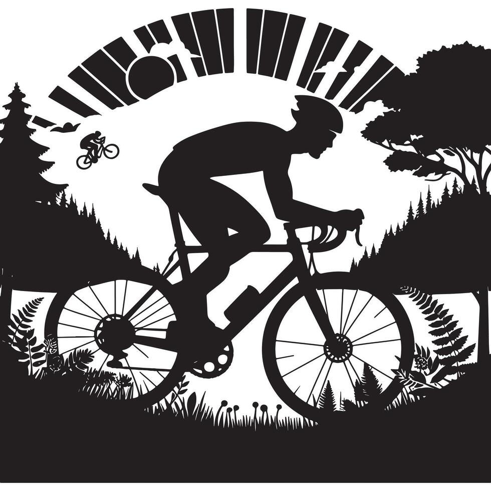 Cyclist Performing Stunt Silhouette vector