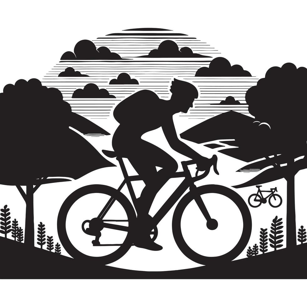 Cyclist in Racing Position Silhouette vector
