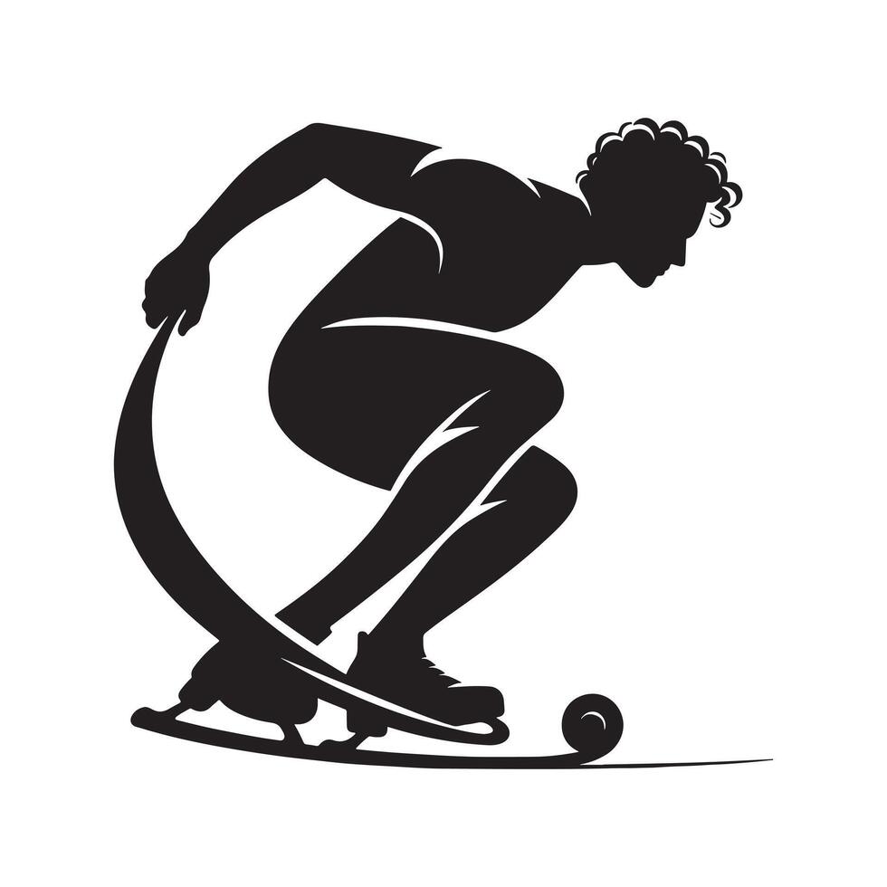 Curling Player Preparing Shot Silhouette vector