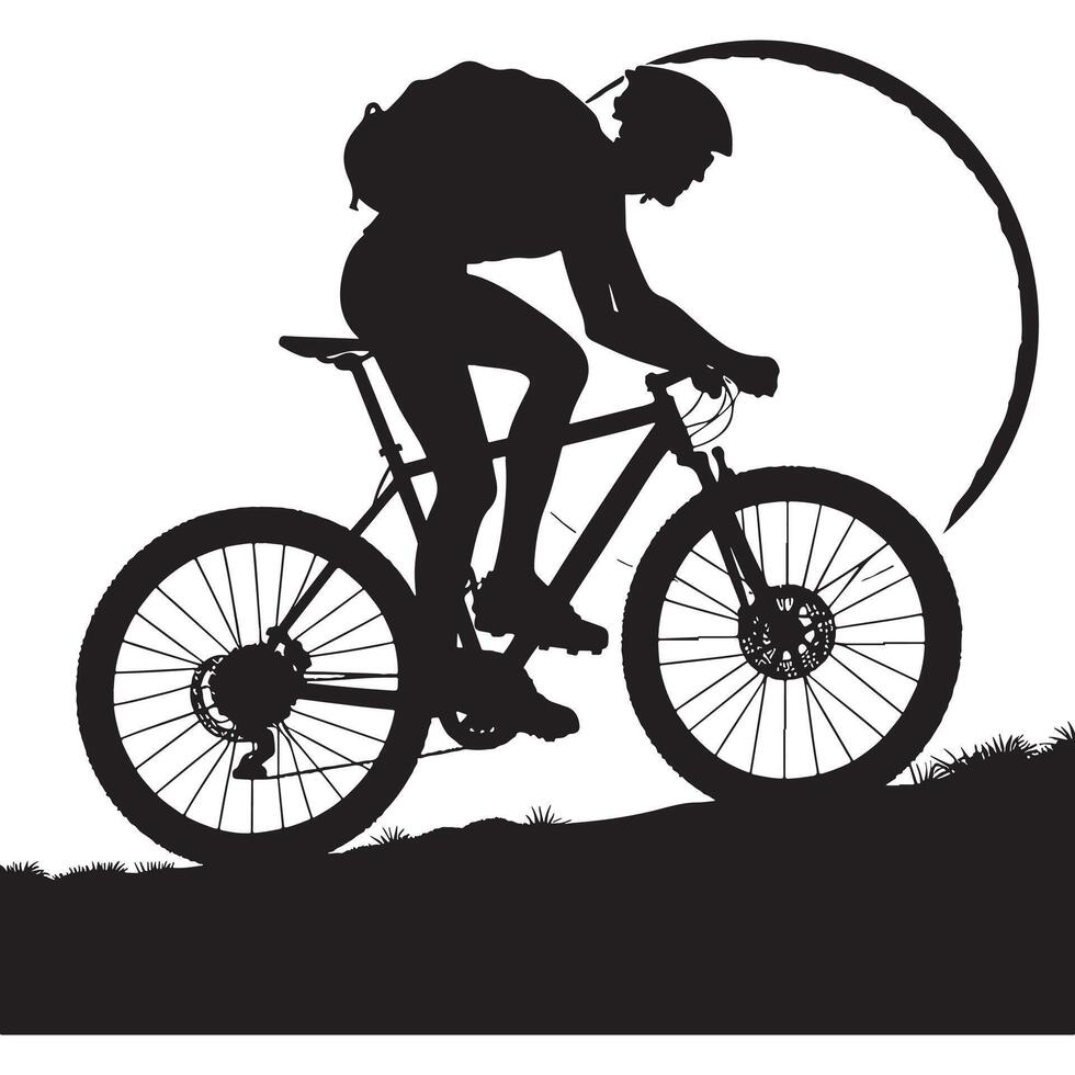 Cyclist Starting Race Silhouette vector