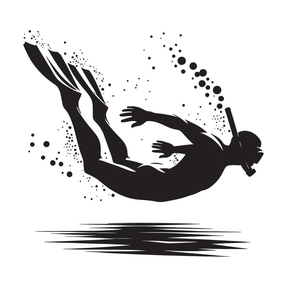 Diver Performing Somersault Silhouette vector