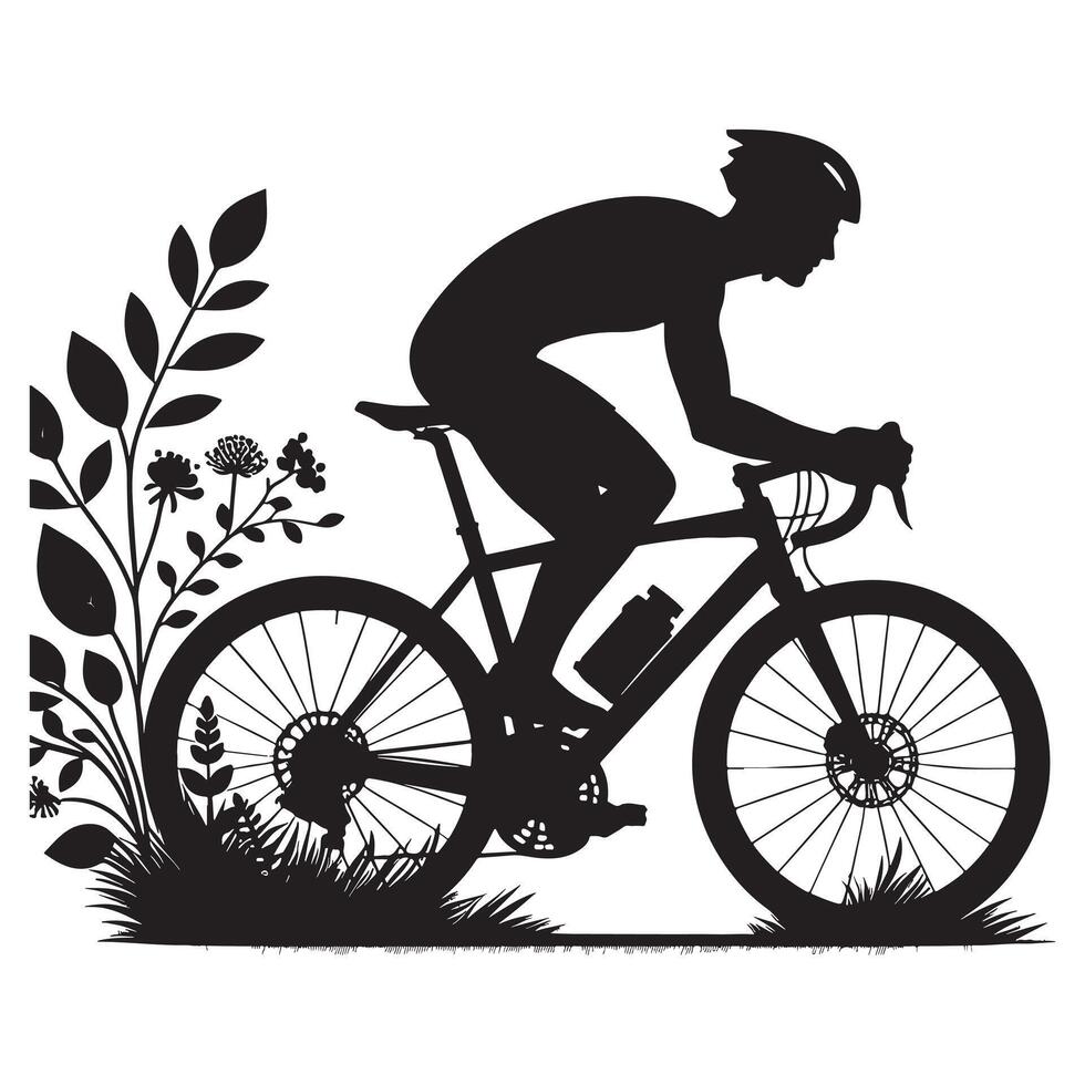 Cyclist Resting After Ride Silhouette vector