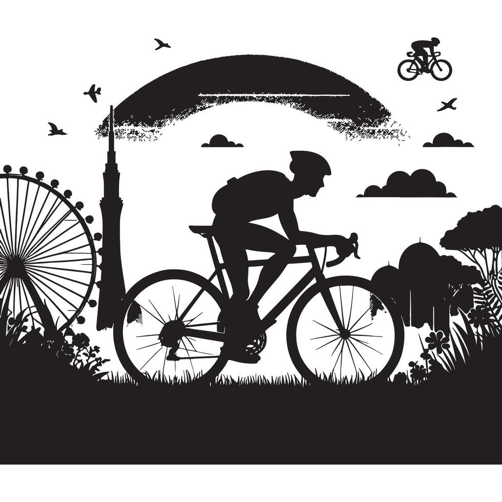 Cyclist Crossing Finish Line Silhouette vector