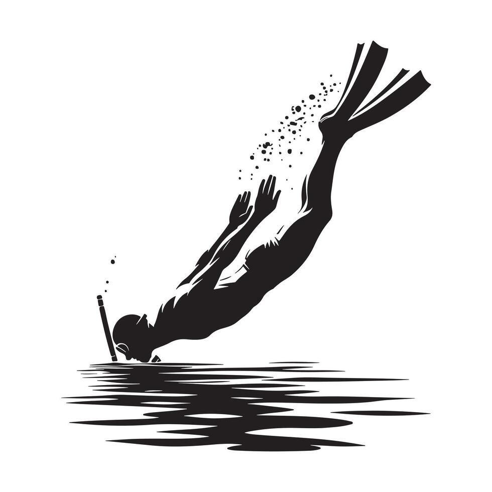 Diver Performing Backflip Silhouette vector