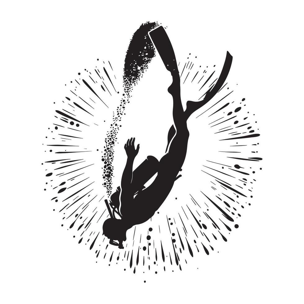 Diver Preparing to Dive Silhouette vector