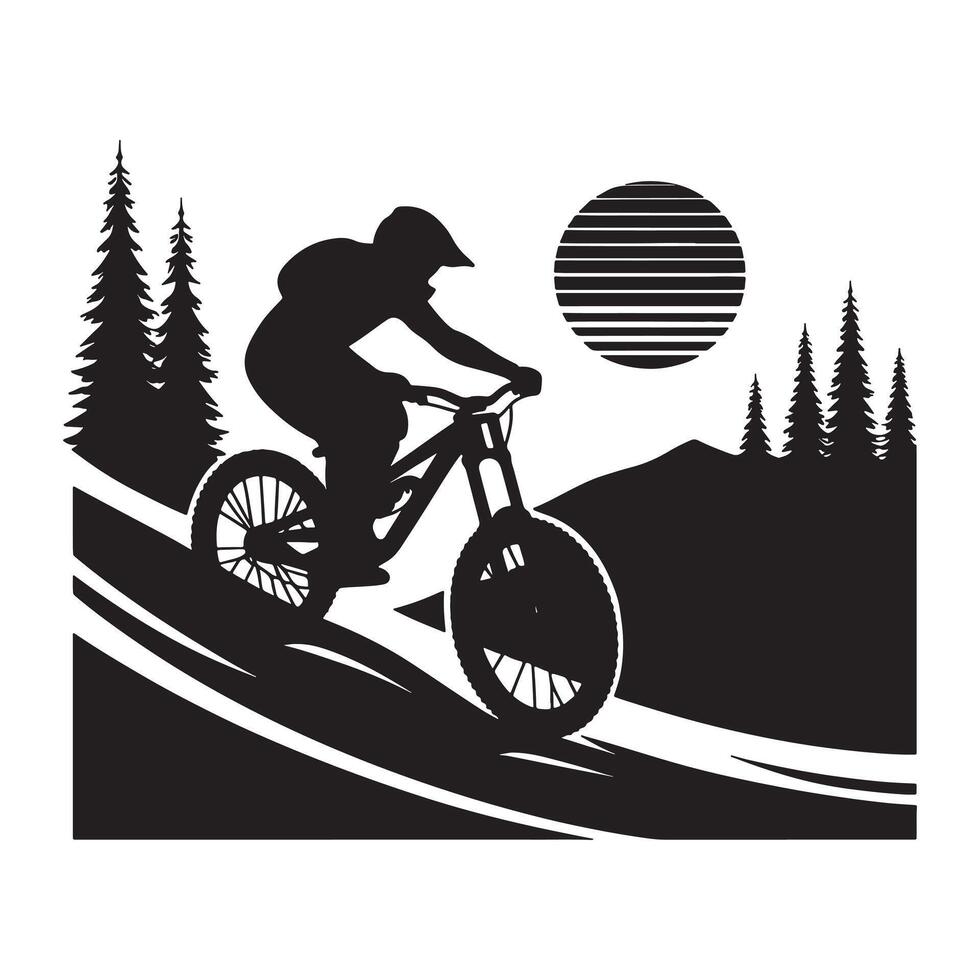 Biker Navigating Sharp Turn Silhouette vector