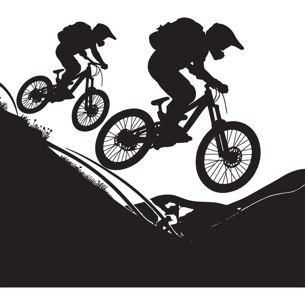 Biker Crossing Finish Line Silhouette vector