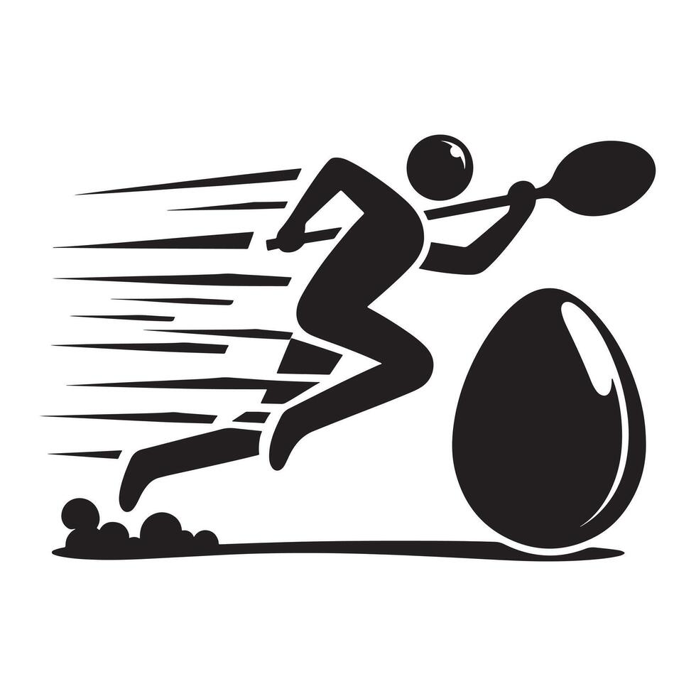Child Balancing Egg in Spoon Silhouette vector