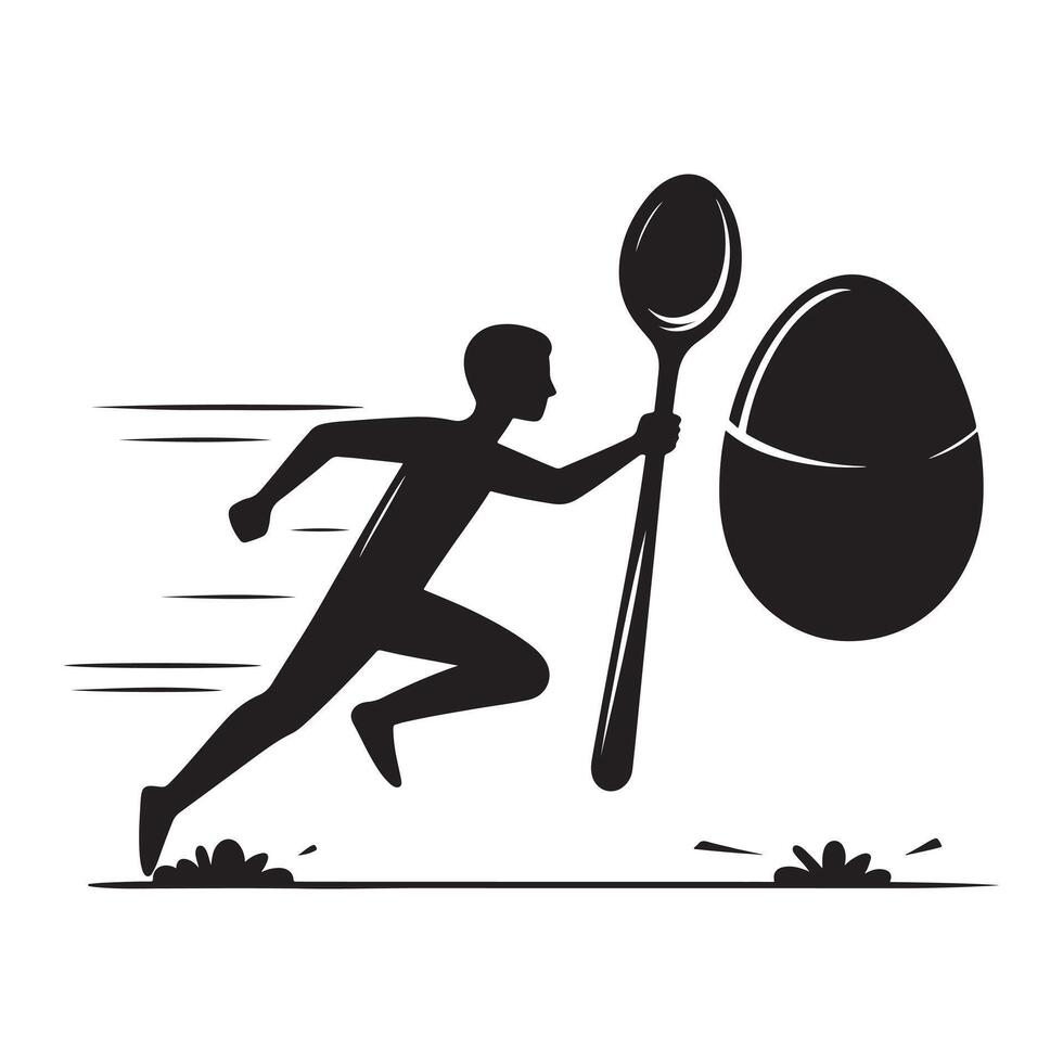 Participant Running in Egg and Spoon Race Silhouette vector