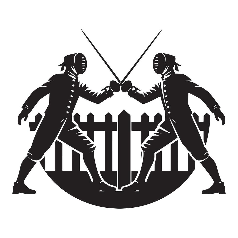 Fencer in Defensive Stance Silhouette vector