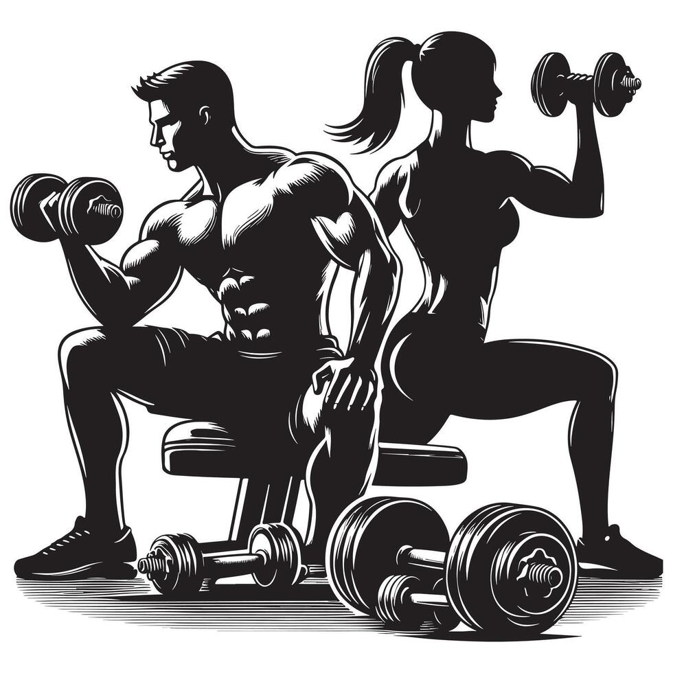 Woman Doing Dumbbell Curls Silhouette vector