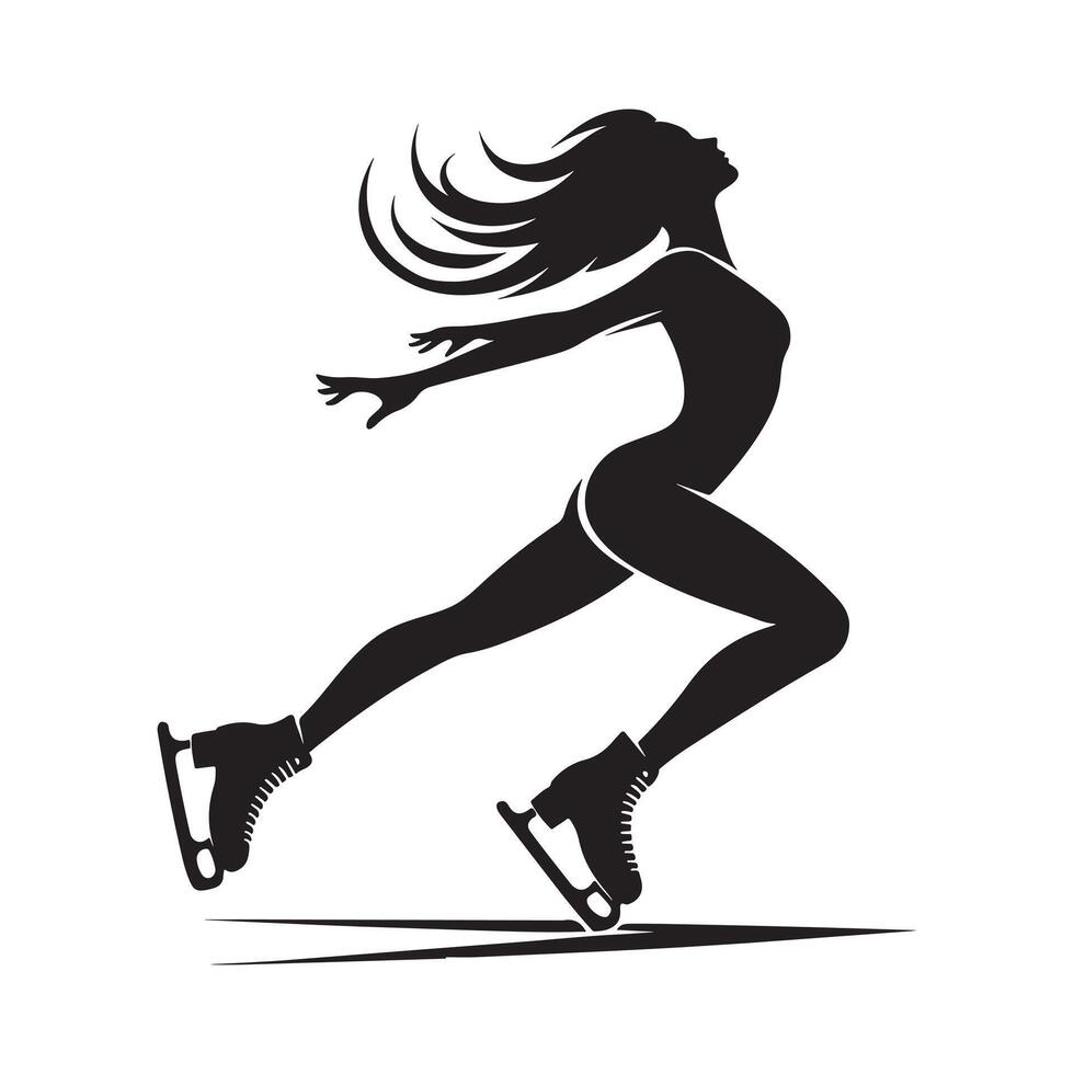 Figure Skater Practicing Routine Silhouette vector