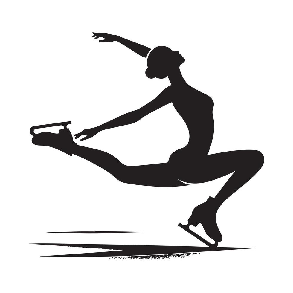 Figure Skater in Jump Pose Silhouette vector