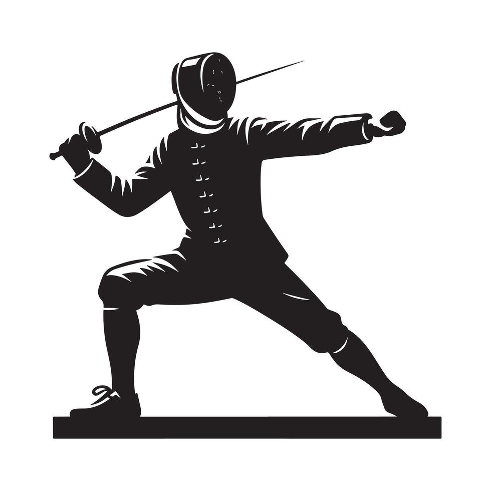 Fencer Preparing for Duel Silhouette vector