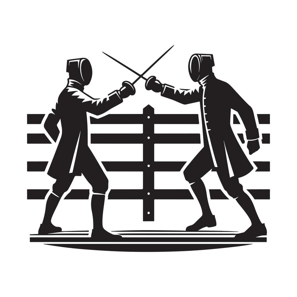 Fencer Practicing Moves Silhouette vector