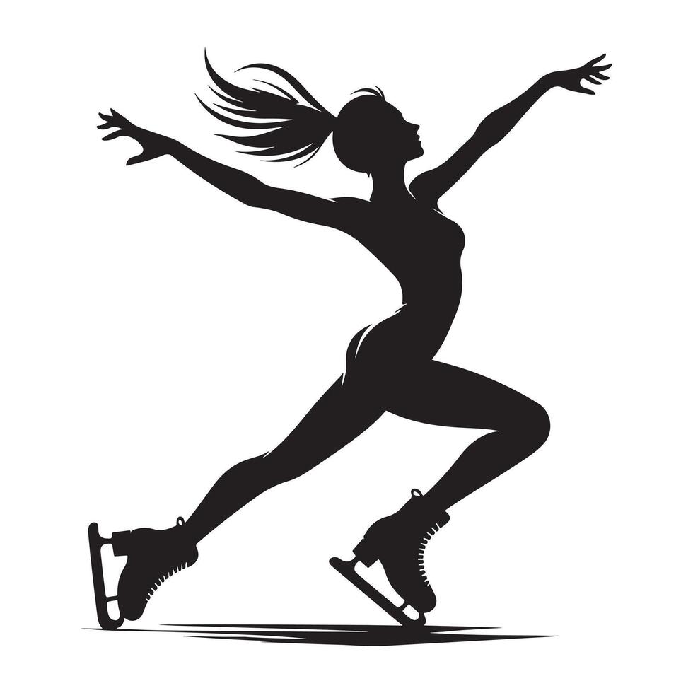 Figure Skater Gliding on Ice Silhouette vector