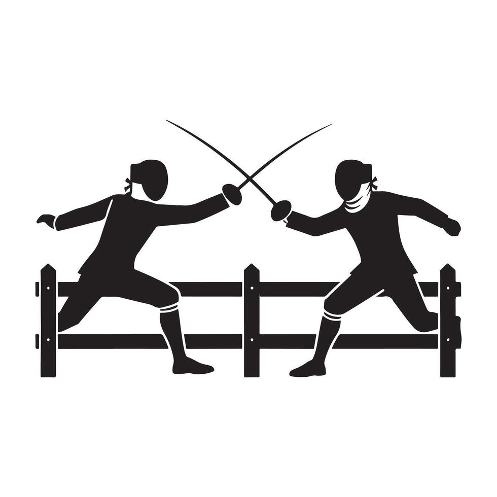 Fencer in Victory Pose Silhouette vector