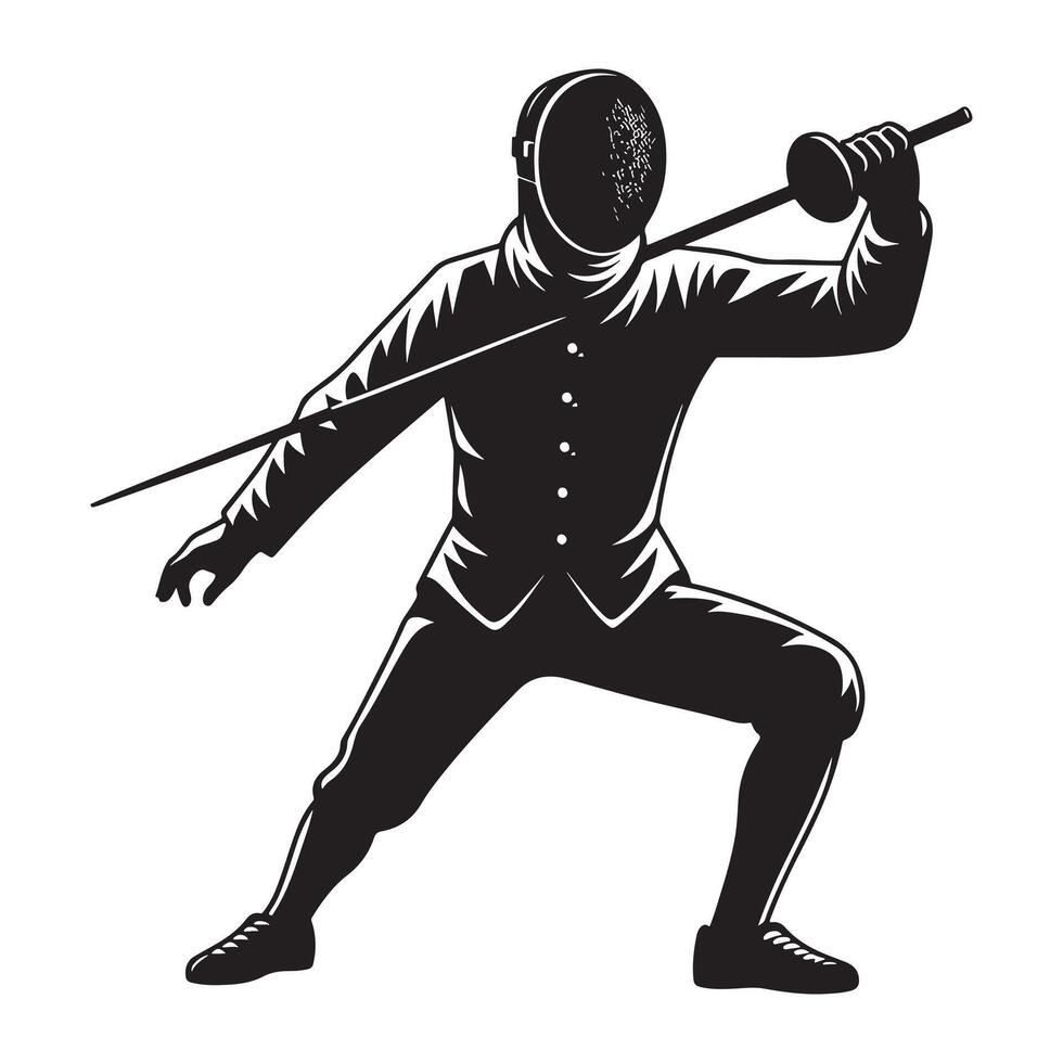 Fencer Evading Attack Silhouette vector