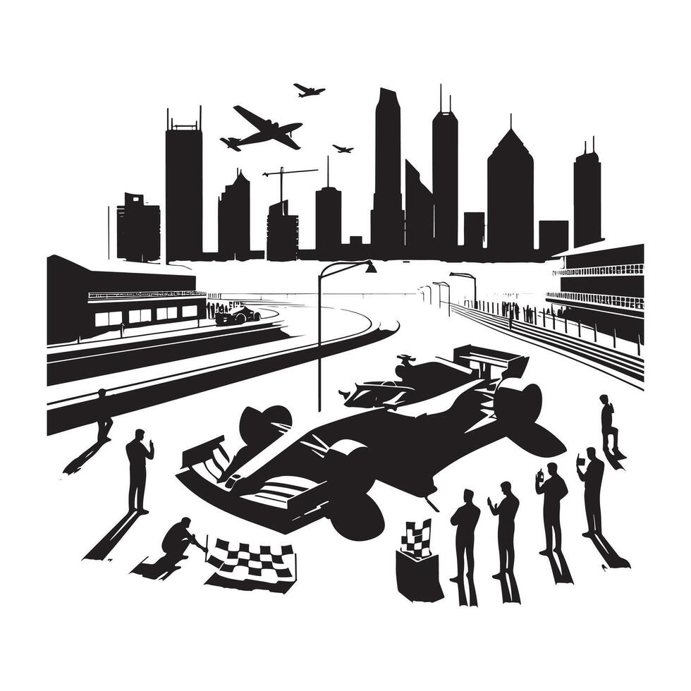 Formula Racing Drift Silhouette vector