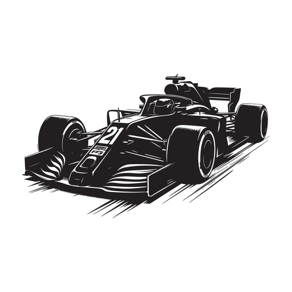 Formula Racer Overtaking Opponent Silhouette vector