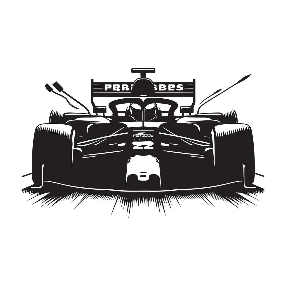 Formula Racer in Sharp Turn Silhouette vector