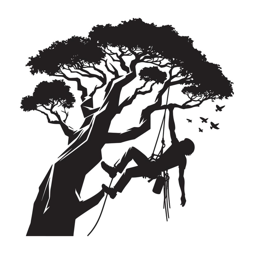 Free Climber on Cliff Edge Silhouette vector