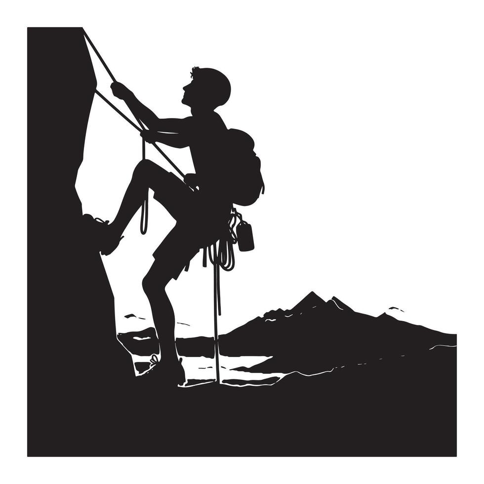 Free Climber Scaling Wall Silhouette vector