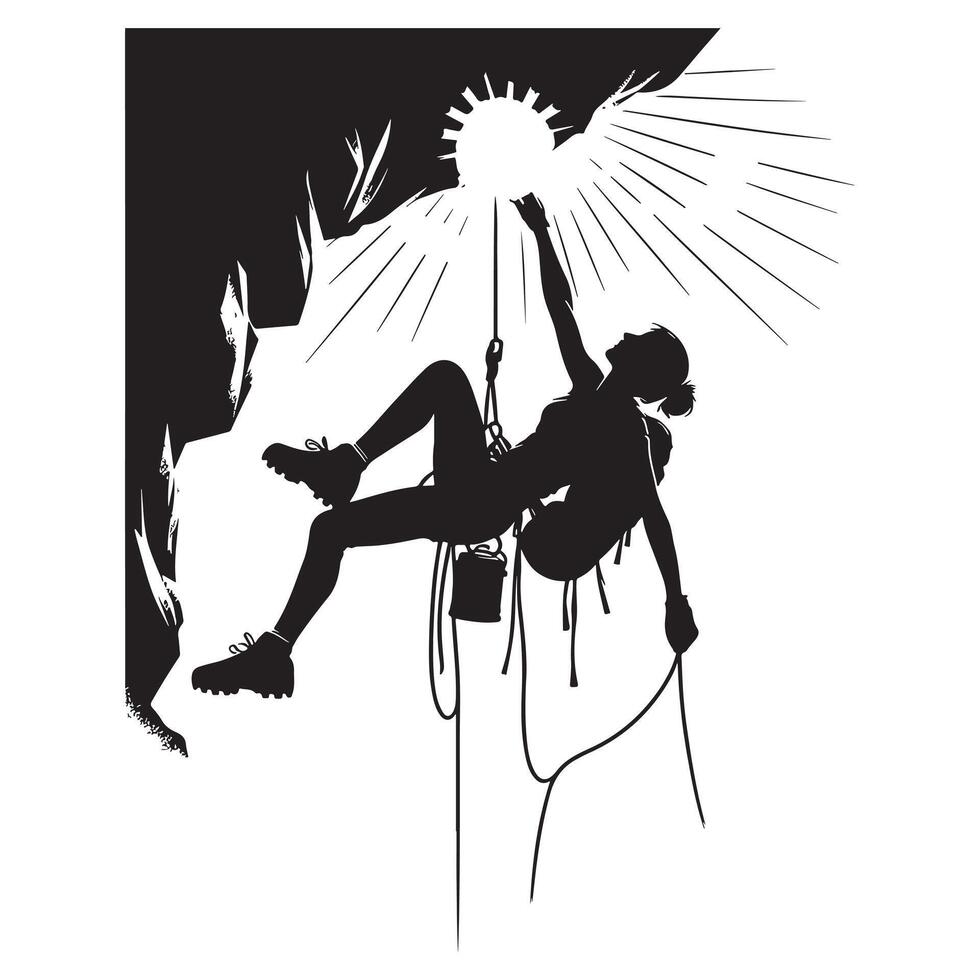 Free Climber Descending Silhouette vector