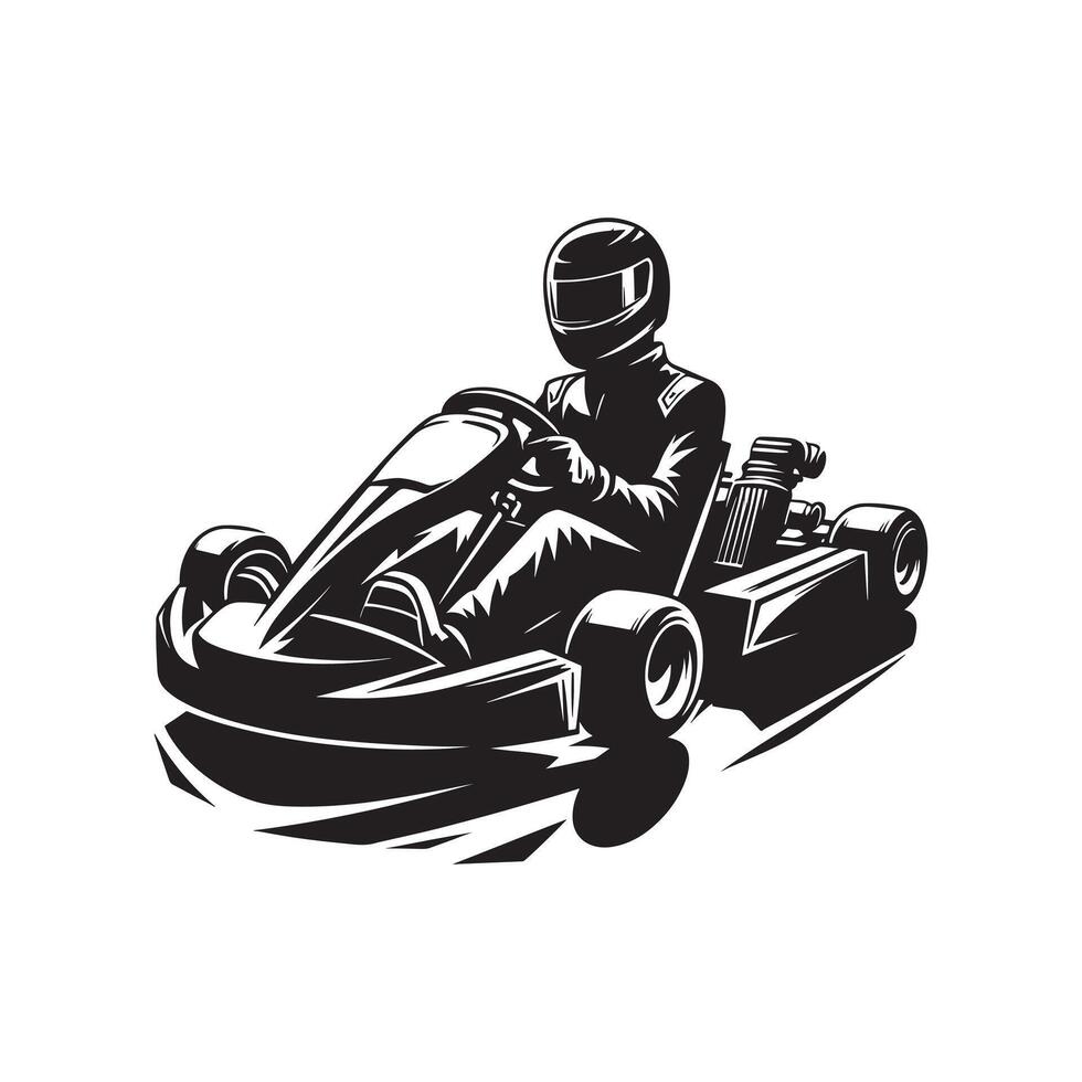 Go-Kart Racer in Action Silhouette vector