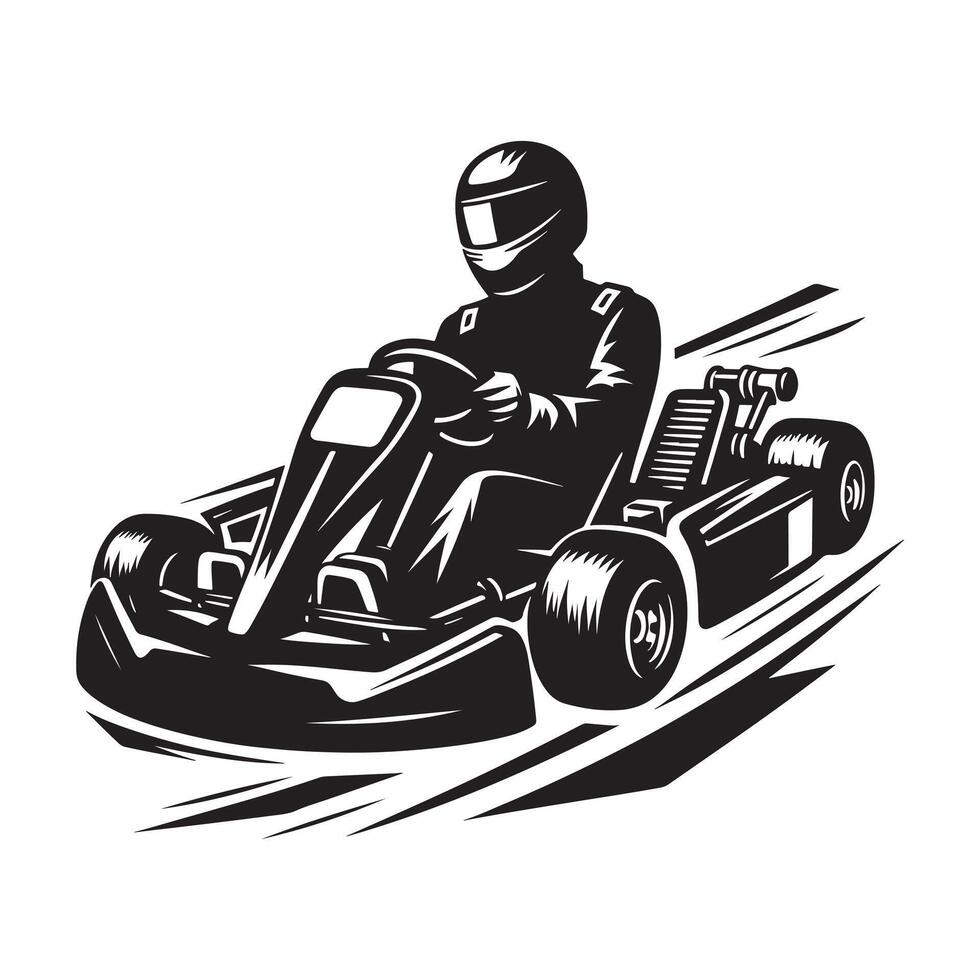 Go-Kart Racer Overtaking Silhouette vector