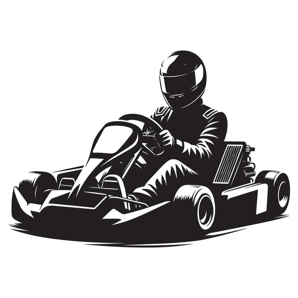 Go-Kart Racer Drifting Silhouette vector