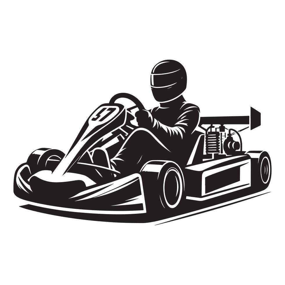 Go-Kart Driver Celebrating Victory Silhouette vector