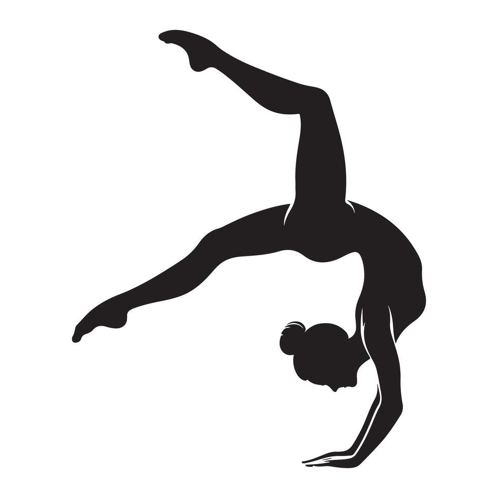 Gymnast Performing Cartwheel Silhouette vector