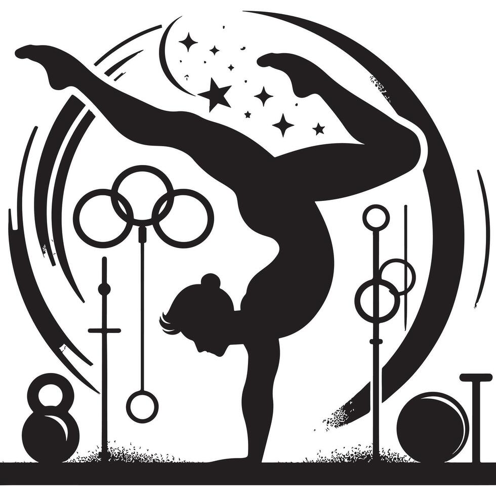 Gymnast Performing Split Leap Silhouette vector