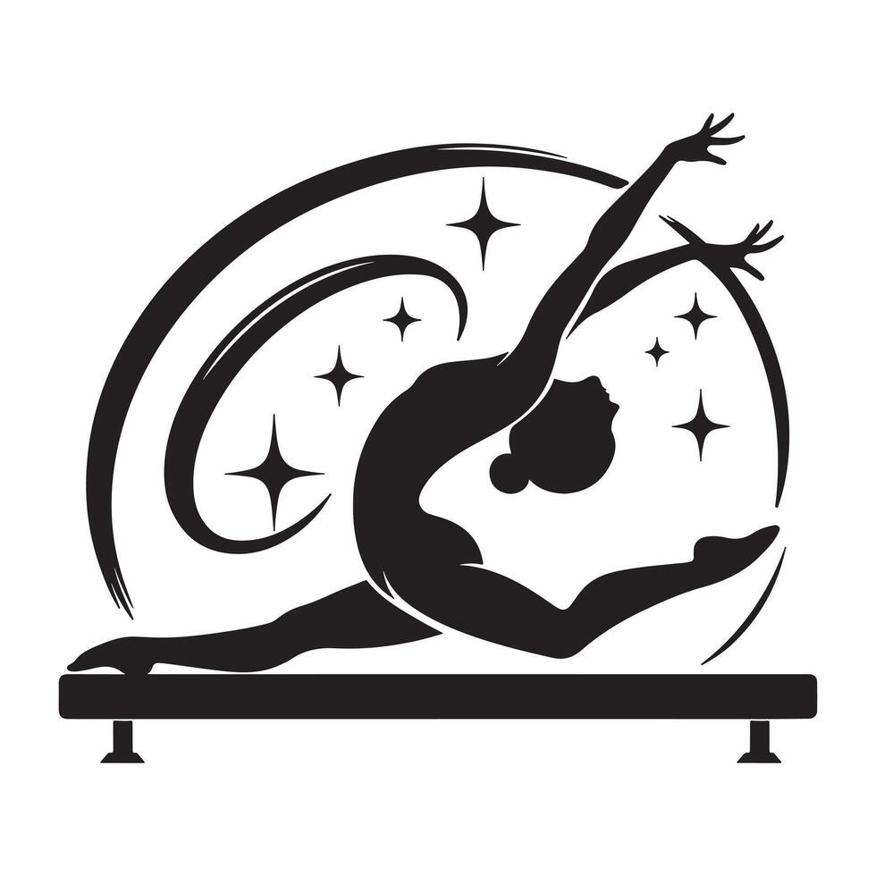 Gymnast Swinging on Bars Silhouette vector
