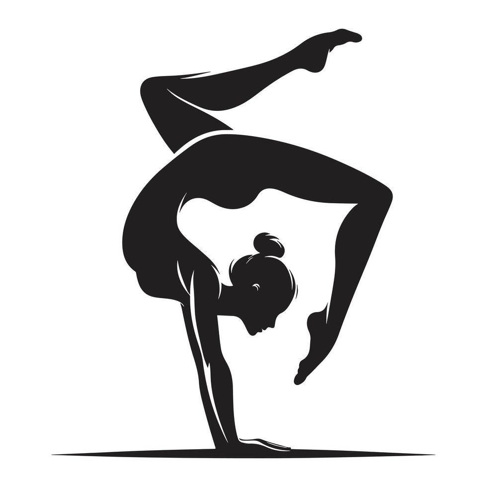 Gymnast Practicing Floor Routine Silhouette vector