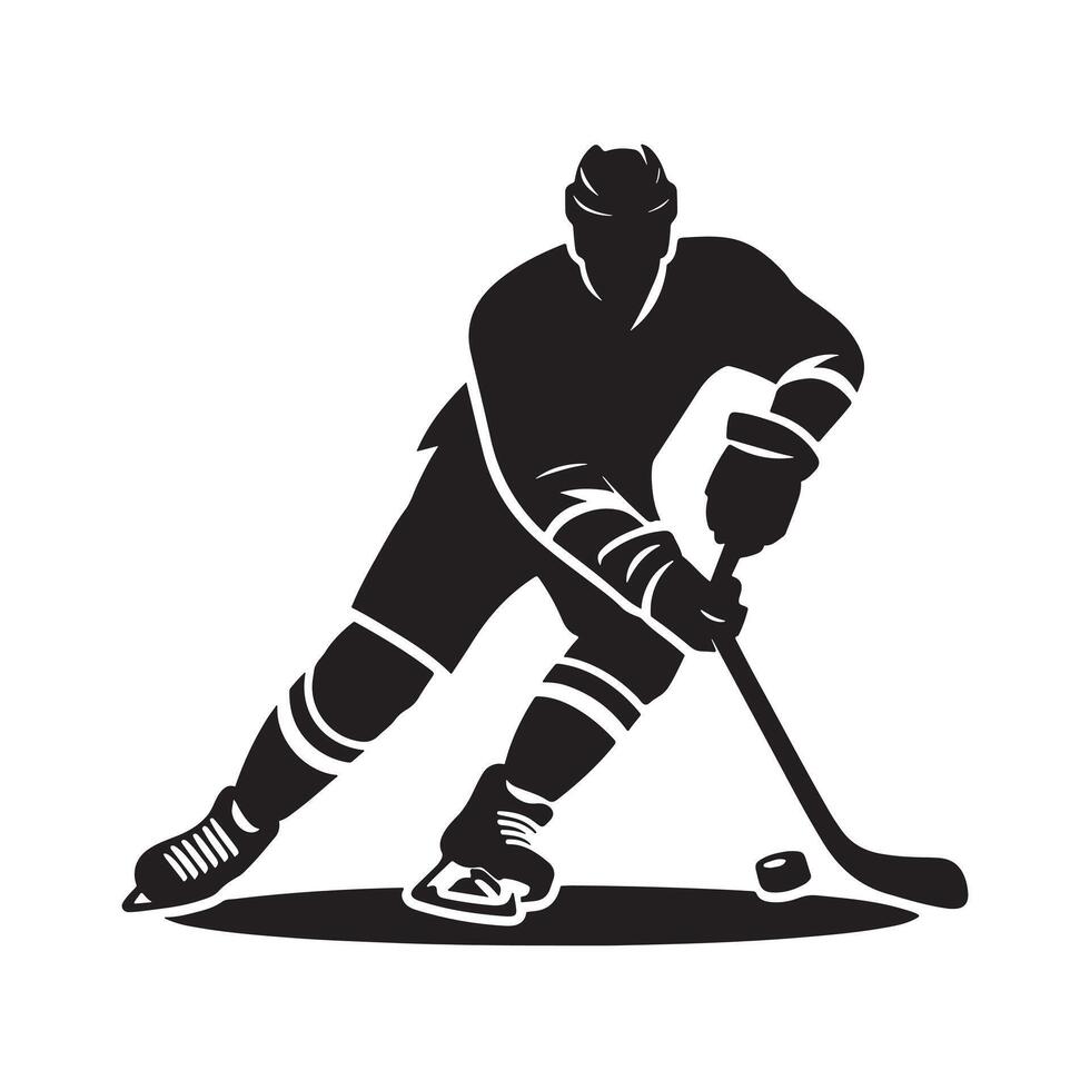 Hockey Player Shooting Puck Silhouette vector