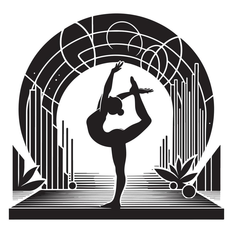 Gymnast Practicing Aerial Move Silhouette vector