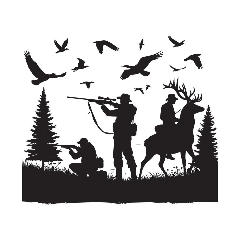 Hunter Tracking Footprints Silhouette vector