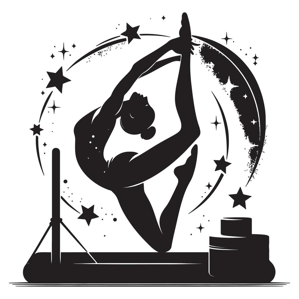 Gymnast Performing Splits Silhouette vector