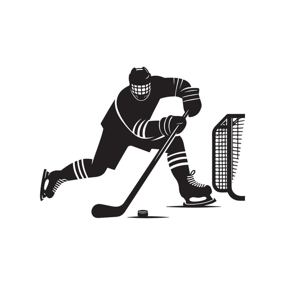 Hockey Player Faceoff Position Silhouette vector