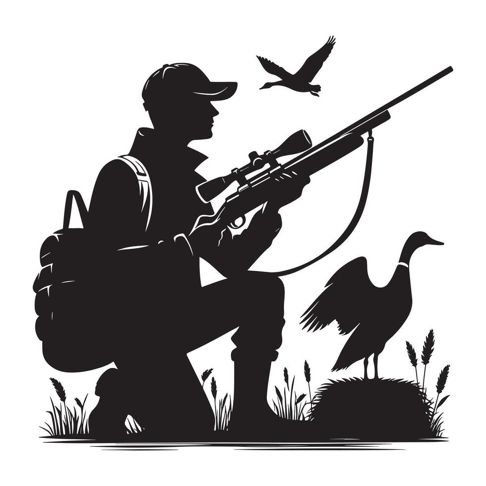 Hunter with Binoculars Silhouette vector