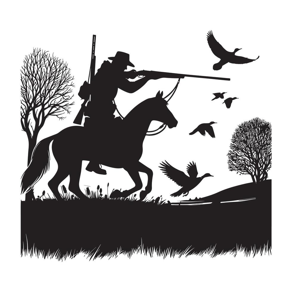 Hunter Aiming Rifle Silhouette vector