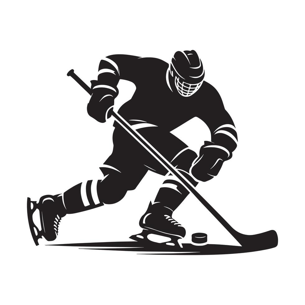 Hockey Player in Mid-Strike Silhouette vector