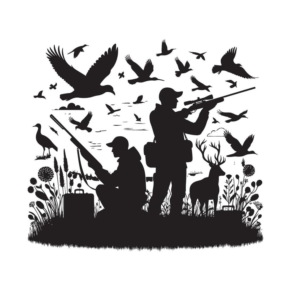 Hunter Carrying Prey Silhouette vector