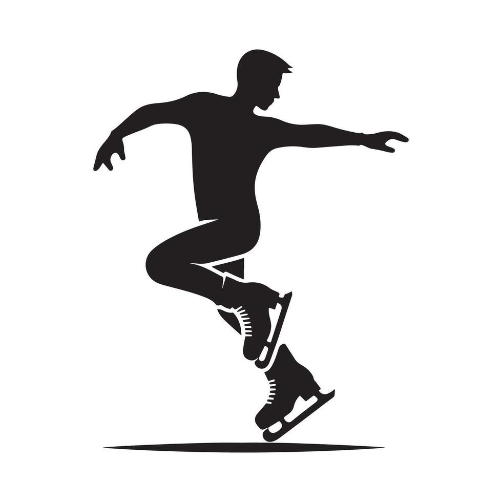 Ice Skater Gliding Silhouette vector