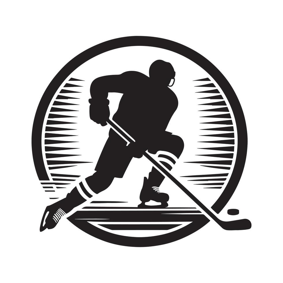 Ice Hockey Player with Stick Silhouette vector