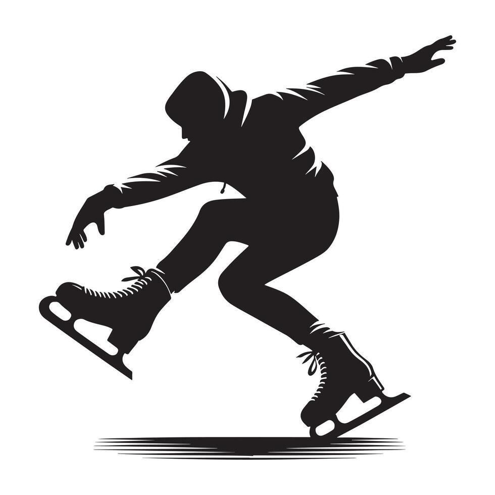 Ice Skater in Mid-Spin Silhouette vector