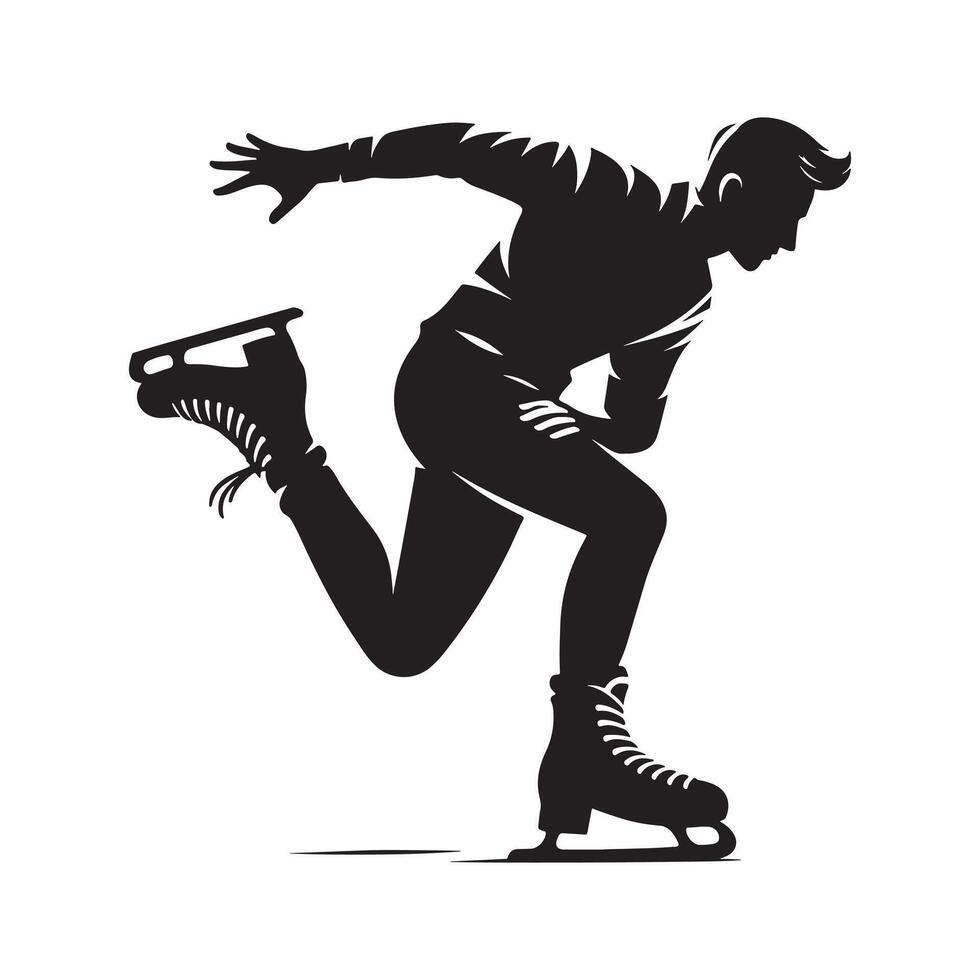 Ice Skater Elegant Pose Silhouette vector
